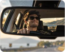 Driver view in rear mirror