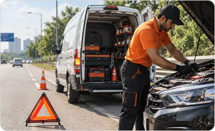 Instant Mechanic van servicing roadside vehicle
