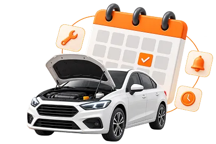 Car Care Membership with 3D car and calendar